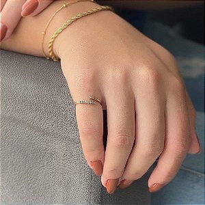 Anel Fios Cravejados Regulável Folheado a Ouro 18k