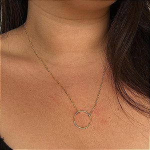 Colar Circulo Fio Laminado Folheado a Ouro 18K