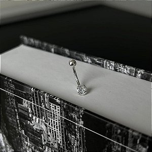 Piercing Umbigo Zircônia e Bolinha Folheado a Prata 925