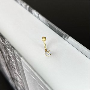 Piercing Umbigo Zircônia e Bolinha Folheado a Ouro 18k