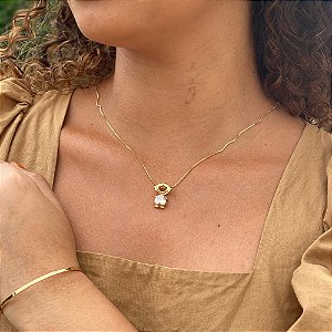 Colar Menina Coração Zircônia Cristal Folheado a Ouro 18K