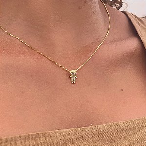 Colar Menino Cravejado Folheado a Ouro 18K