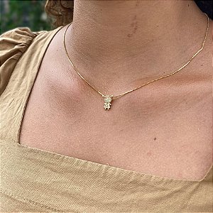 Colar Menina Cravejada Folheado a Ouro 18K