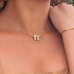 Colar Menino e Menina Cravejados Folheado a Ouro 18K