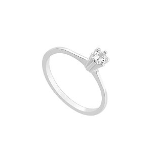Anel Solitário Clássico Folheado a Prata 925