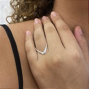 Anel Boca de Jacaré com Zircônia Folheado a Prata 925