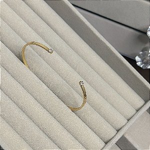 Bracelete Fio Laminado Zircônias Folheado a Ouro 18K