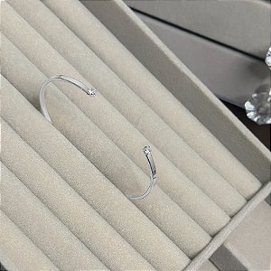 Bracelete Fio Laminado Zircônias Folheado a Prata 925