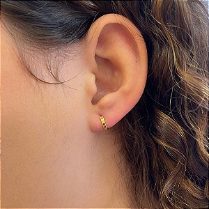 Brinco de Argola Fio Liso Reto P Folheada a Ouro 18k