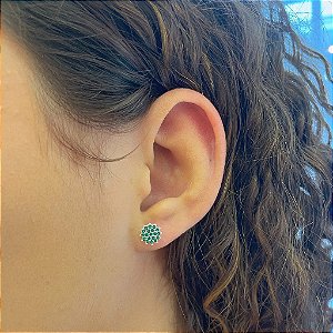 Brinco Chuveirinho Verde Cravejado Folheado a Prata 925