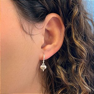 Brinco de Argola Coração Abaulado Liso P Folheado a Prata 925