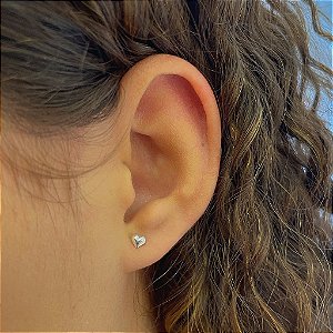 Brinco Coração Liso PP Folheado a Prata 925