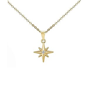 Colar Estrela Zircônia Folheado a Ouro 18K