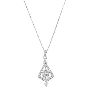 Colar Nossa Senhora Manto Cravejado Cristal Folheado a Prata 925