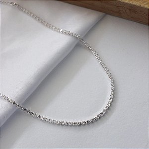 Colar 40cm Riviera Redonda 2mm Folheado a Prata 925