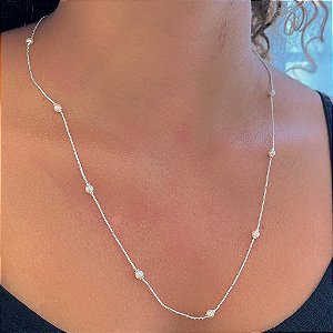 Colar 60 cm Pérolas Folheado a Prata 925