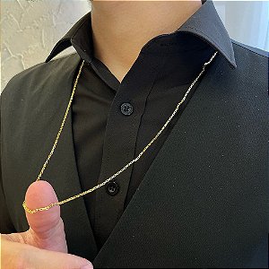 Colar Veneziano 0.8mm 60cm Folheado a Ouro 18k