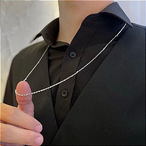 Colar Veneziano 0.8mm 60cm Folheado a Prata 925