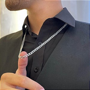 Corrente 60cm Grumet Laminada Folheado a Prata 925