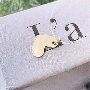 Colar Nylon Coração Chapa Desenhado Folheado a Ouro 18K