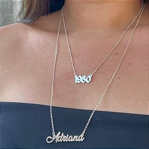 Colar 2 Nomes Correntinha Personalizado Folheado a Prata 925