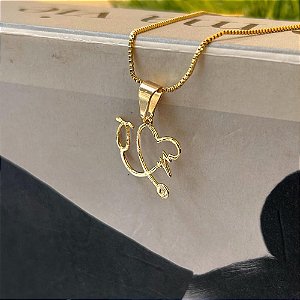 Pingente Estetoscópio Folheado a Ouro 18k