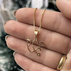 Colar Personalizado Estetoscópio Folheado a Ouro 18K