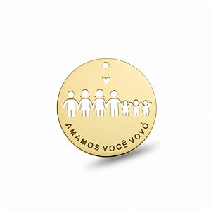 Pingente Amamos Você Vovó Família Folheado a Ouro 18K