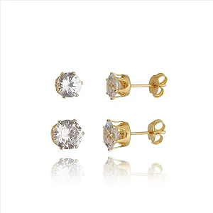 Duo de Ponto de Luz M e G Folheado a Ouro 18K