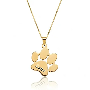 Colar Patinha com nome Folheado a Ouro 18k
