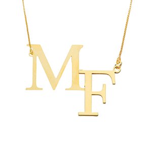 Monograma Liso 2 Letras Folheado a Ouro 18k