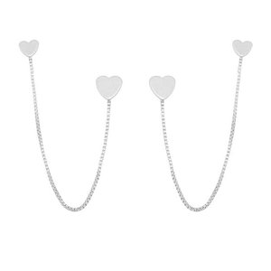 Brinco Veneziano Coração Duplo Liso Folheado a Prata 925