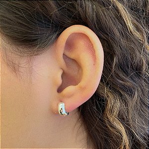 Brinco Argola Lisa Abaulada Folheada a Prata 925