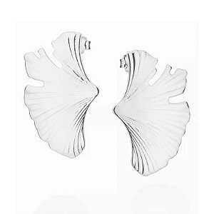 Brinco Petala Grande Detalhes Folheado a Prata 925