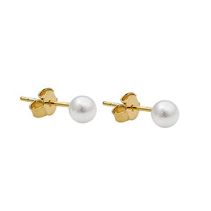 Brinco Pérola Pequena Folheado a Ouro 18K