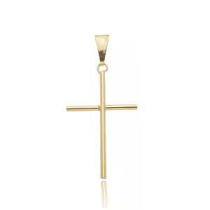 Pingente Cruz Palito 2cm Folheado a Ouro 18k