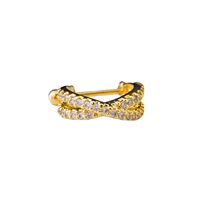 Piercing 2 em 1 Meia Argola Fios Entrelaçados Folheado a Ouro 18k