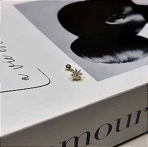 Piercing Bananinha Florzinha 8 pontas Folheado a Ouro 18k