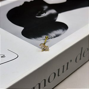 Piercing Bananinha Leque Navetes Folheado a Ouro 18k