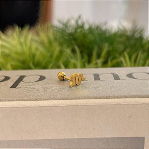Piercing Cobra Lisa Folheado a Ouro 18k
