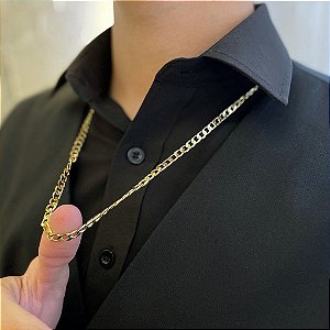 Corrente 60cm Grumet Laminada Folheado a Ouro 18k