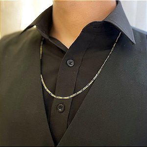 Colar Grumet 3x1 60cm Folheado a Ouro 18k