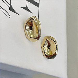 Brinco Geométrico Orgânico Folheado a Ouro 18k