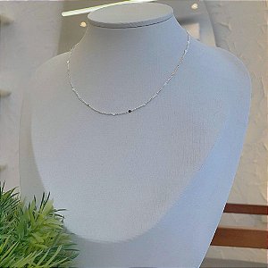 Colar Choker Chapinhas Bolinhas Folheado a Prata 925