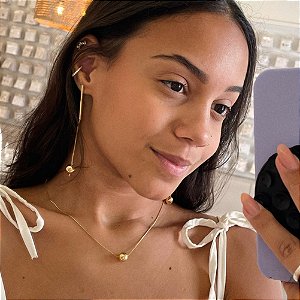 Colar de Esfera Solitária Folheado a Ouro 18k