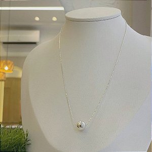 Colar de Esfera Solitária Folheado a Prata 925