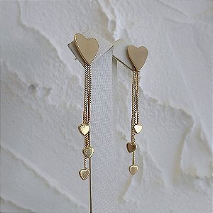 Aplique 3 Franjas com Coração Liso Folheado a Ouro 18k