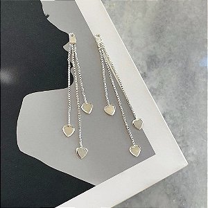 Aplique 3 Franjas com Coração Liso Folheado a Prata 925