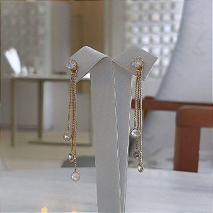 Aplique 3 Franjas com Ponto de Luz Folheado a Ouro 18k