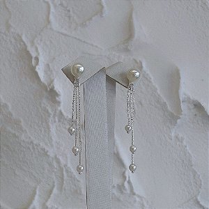 Aplique 3 Franjas com Pérola Folheado a Prata 925